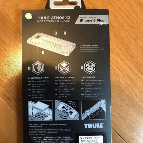 Iphone 6 Plus Thule Atmos X3 Slim Case Black New - Picture 2 of 2